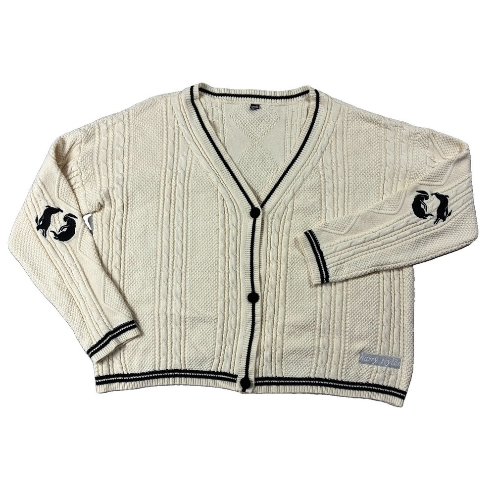 Emacity Threads Harry Styles Love On Tour Bunny Cardigan Ivory Womens XL/2XL